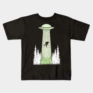 Bigfoot Ufo Abduction Sasquatch Kids T-Shirt